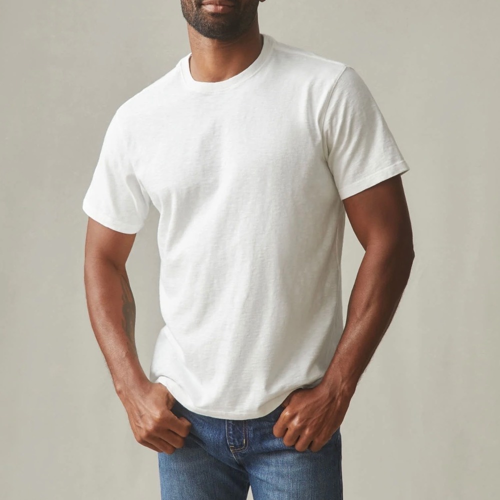 NWOT American Giant Men's S Premium Slub Crew Tee‎ Bone White Short Sleeve